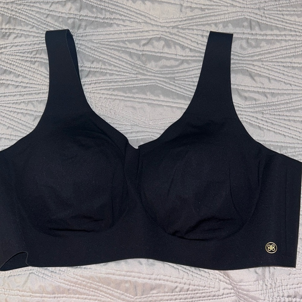 Honeylove V-Neck Bra Black Wireless Seamless Back Smoothing Size 2X
